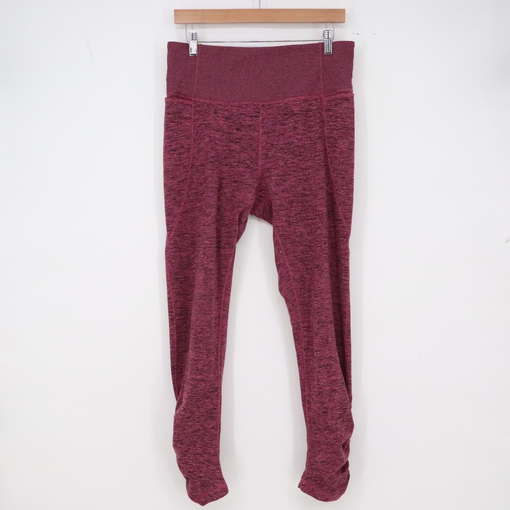 CALIA Leggings Womens L Ruched Ankle Space Dye Plum Purple High Rise Excellent